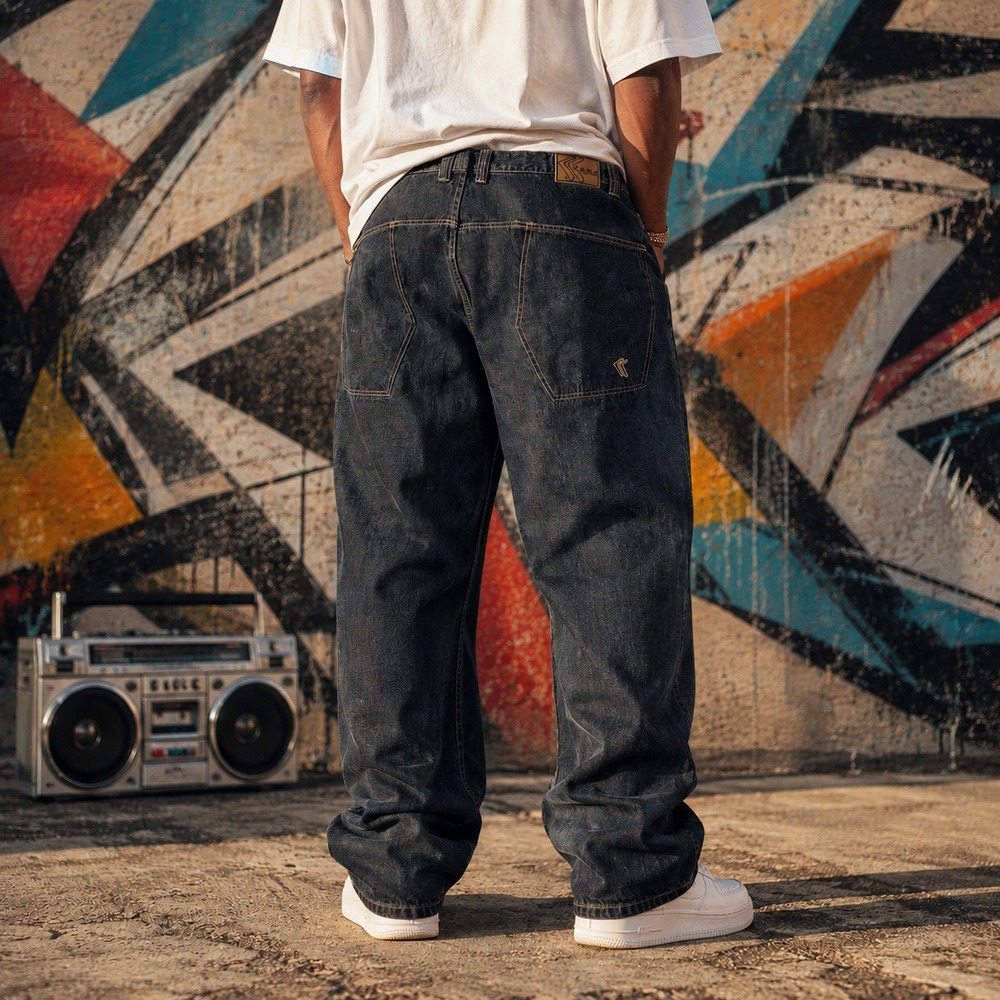 Vintage Karl Kani Mens Baggy Denim Jeans Size 46x34 Streetwear Hip Hop Y2K 90s
